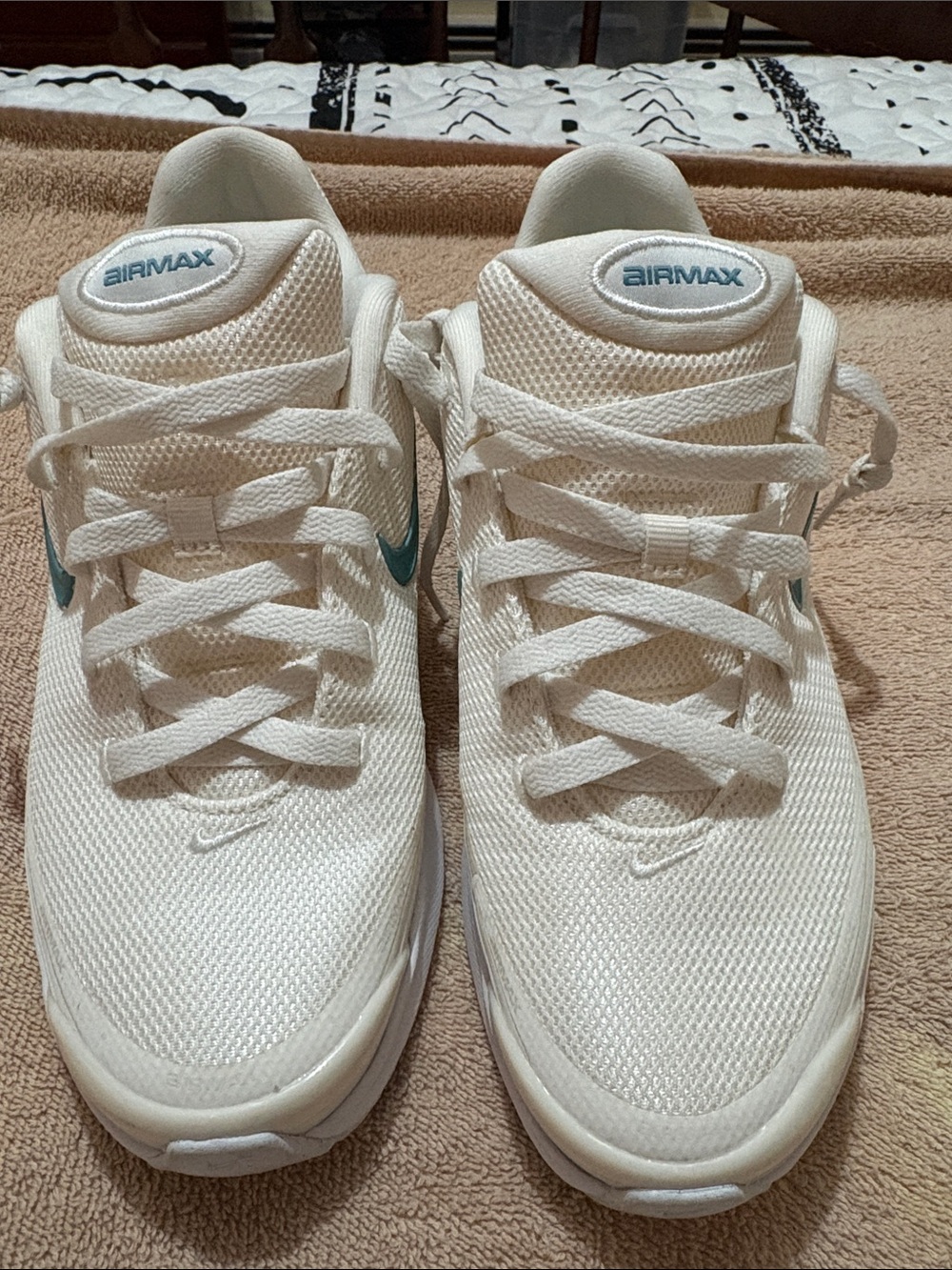 Nike White Sneakers with Teal Swoosh